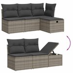 vidaXL Salon de jardin 6 Pièces avec coussins gris résine tressée