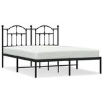 vidaXL Cadre de lit métal sans matelas avec tête de lit noir 140x200cm