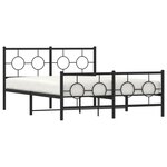 vidaXL Cadre de lit métal avec tête de lit/pied de lit noir 135x190 cm