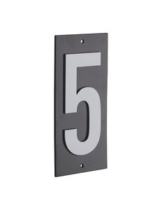 THIRARD - Plaque de signalisation 5  marquage blanc sur fond noir  panneau ABS à visser  56x120mm - THIRARD