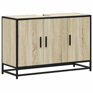 vidaXL Meuble de salle de bain avec lavabo Chêne Sonoma 90 x 33 x 60 cm Bois d'ingénierie