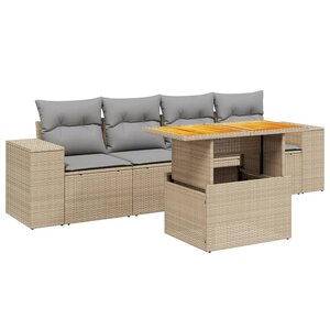 vidaXL Salon de jardin avec coussins 5 Pièces beige résine tressée