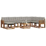 vidaXL Ensemble de canapés d'extérieur 9 pc Naturel et gris clair