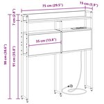 vidaXL Tête de lit de rangement Chêne noir 75 cm Bois d'ingénierie