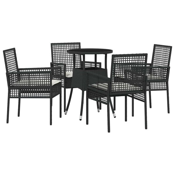 vidaXL Ensemble de salle à manger pour jardin 5 Pièces Noir Poly rotin