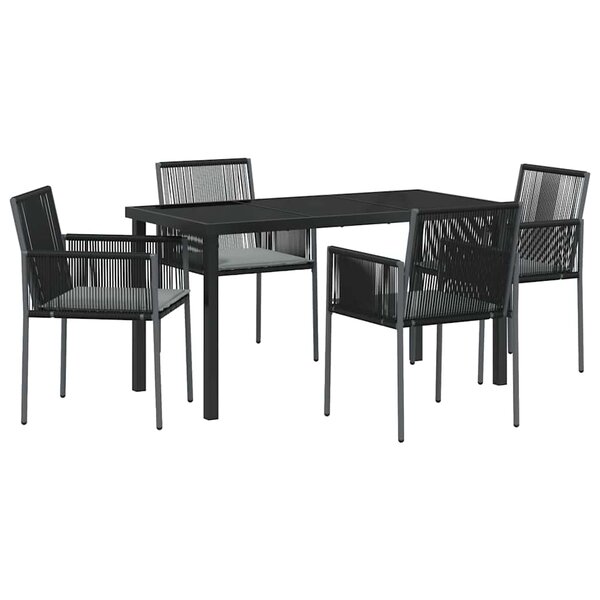 vidaXL Ensemble de salle à manger pour jardin 5 Pièces Noir Rotin PE