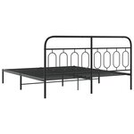 vidaXL Cadre de lit métal avec tête de lit noir 180x200 cm