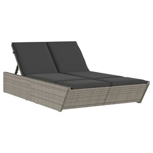 vidaXL Chaise longue double avec coussins gris résine tressée