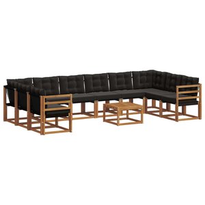 vidaXL Ensemble de canapés d'extérieur 11 pc Naturel et Noir
