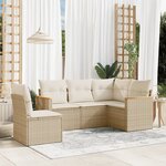 vidaXL Salon de jardin avec coussins 5 Pièces beige résine tressée
