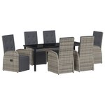 vidaXL Ensemble de salle à manger de jardin de 7 pièces avec coussins Gris en rattan synthétique