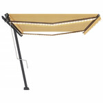 vidaXL Auvent automatique capteur de vent LED 500x350cm Jaune et blanc