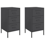 vidaXL Tables de chevet 2 Pièces noir 36x39x68 cm acier laminé à froid