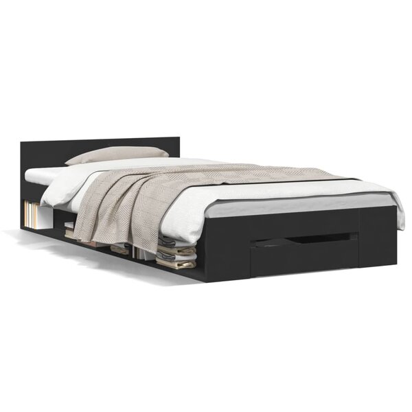 vidaXL Cadre de lit avec tiroir sans matelas noir 75x190 cm