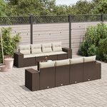 vidaXL Salon de jardin avec coussins 9 Pièces marron résine tressée