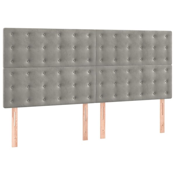 vidaXL Tête de lit Gris clair 180x5x118/128 cm Velours