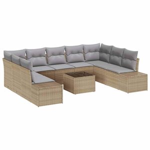 vidaXL Ensemble de canapé de jardin 9 Pièces Beige et Gris clair