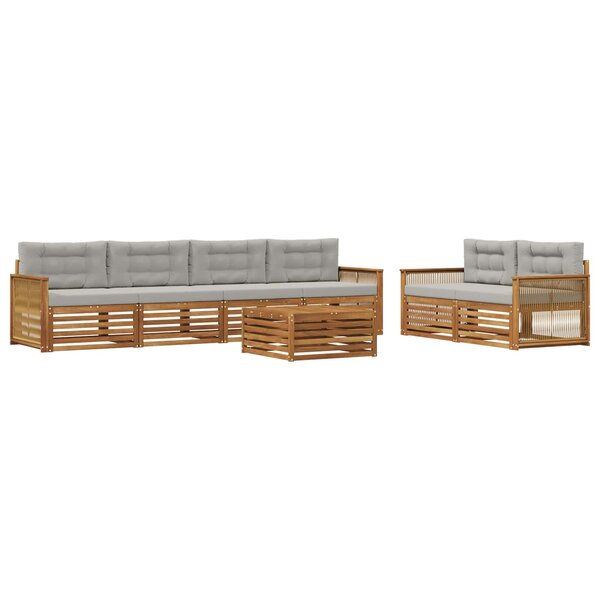 vidaXL Ensemble de canapés d'extérieur 7 pc Naturel et gris clair