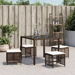 vidaXL Tabourets de jardin et coussins lot de 4 marron résine tressée
