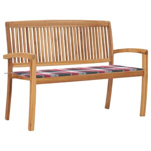 vidaXL Banc de jardin empilable et coussin 128 5cm Bois de teck massif