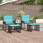 vidaXL Ensemble de meubles d'extérieur 11 Pièces Noir et turquoise