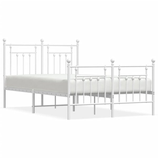 vidaXL Cadre de lit métal avec tête de lit/pied de lit blanc 120x200cm