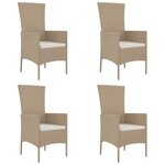vidaXL Ensemble à manger de jardin avec coussins 5Pièces Beige poly rotin