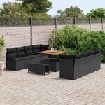 vidaXL Ensemble de canapé de jardin 11 Pièces Noir polyrotin
