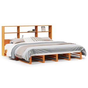 vidaXL Lit bibliothèque sans matelas cire marron 180x200cm bois massif