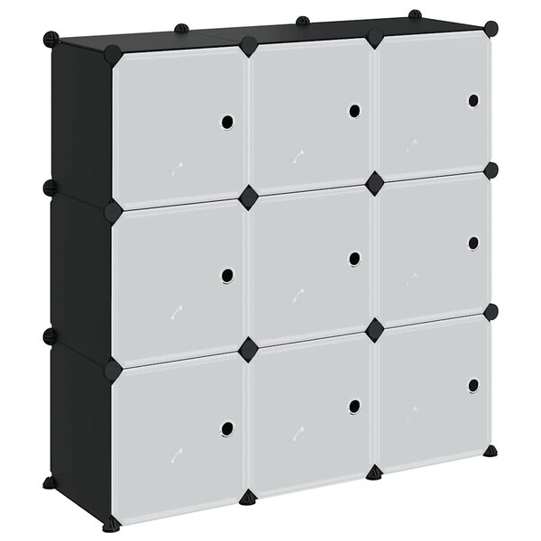 vidaXL Cubes de rangement 9 Pièces avec portes noir PP