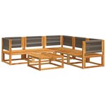 vidaXL Ensemble de canapés de jardin 6 pièces avec coussins en bois d'acacia et corde