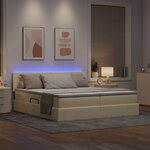 vidaXL Lit de rangement LED avec matelas Crème 200 x 200 cm Tissu