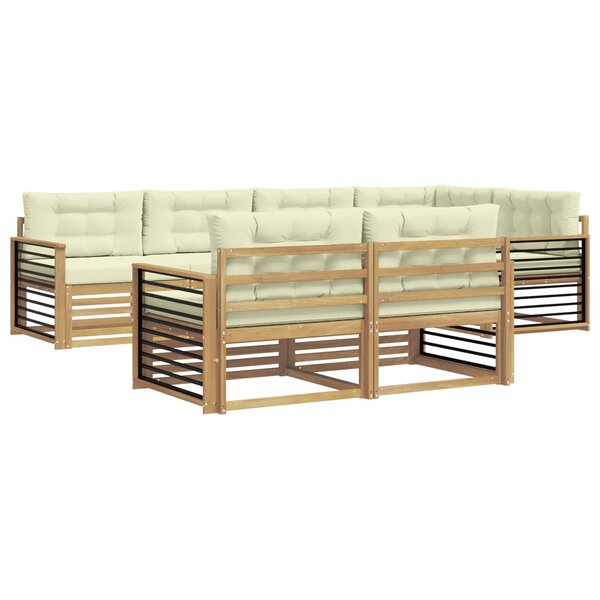 vidaXL Ensemble de canapés d'extérieur 7 pc Blanc et crème Polyester
