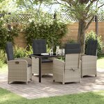 vidaXL Ensemble de salle à manger de jardin 5 pièces avec coussins en rattan poly gris clair