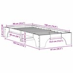 vidaXL Cadre de lit Pin massif 197 x 97 x 30 cm Bois massif en pin