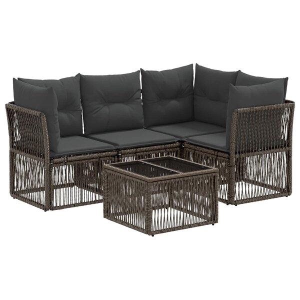 vidaXL Ensemble de canapé de jardin 5 Pièces Gris polyrotin