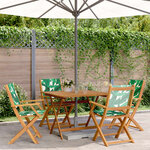 vidaXL Ensemble à manger de jardin 5 Pièces motif de feuilles tissu bois