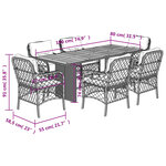 vidaXL Ensemble à manger de jardin coussins 7 Pièces mélange beige rotin
