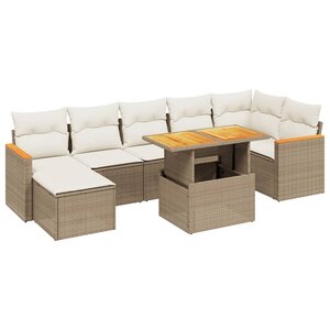 vidaXL Salon de jardin avec coussins 8 Pièces beige résine tressée