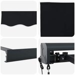 vidaXL Auvent Rétractable Noir 300 x 250 cm Tissu  Métal
