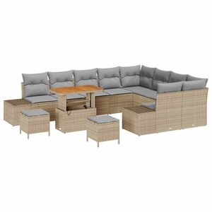 vidaXL Ensemble de canapé de jardin 12 Pièces Beige Poly rotin