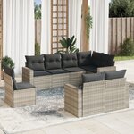 vidaXL Salon de jardin 8 Pièces avec coussins gris clair résine tressée