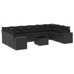 vidaXL Salon de jardin 11 Pièces avec coussins noir résine tressée