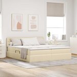 vidaXL Lit de Rangement Crème 200 x 200 cm Cuir synthétique