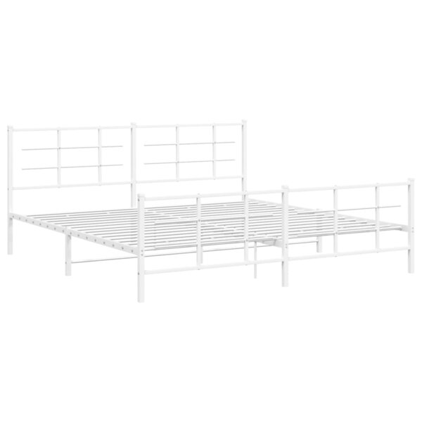 vidaXL Cadre de lit métal avec tête de lit/pied de lit blanc 193x203cm