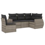 vidaXL Salon de jardin 5 Pièces avec coussins gris clair résine tressée