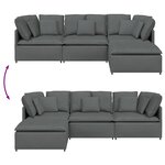 vidaXL Canapé modulaire et repose-pieds et coussins tissu gris foncé