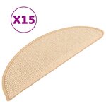 vidaXL Tapis d'escalier 15 pièces 65 x 21 x 4 cm Crème Demi-rond Grand