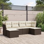 vidaXL Salon de jardin avec coussins 6 Pièces marron résine tressée