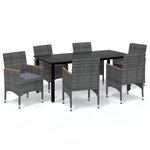 vidaXL Ensemble à manger de jardin coussins 7Pièces Résine tressée Gris